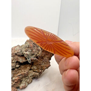 Vintage Butterscotch Deep Carved Bakelite Bangle Bracelet Retro MCM Boho